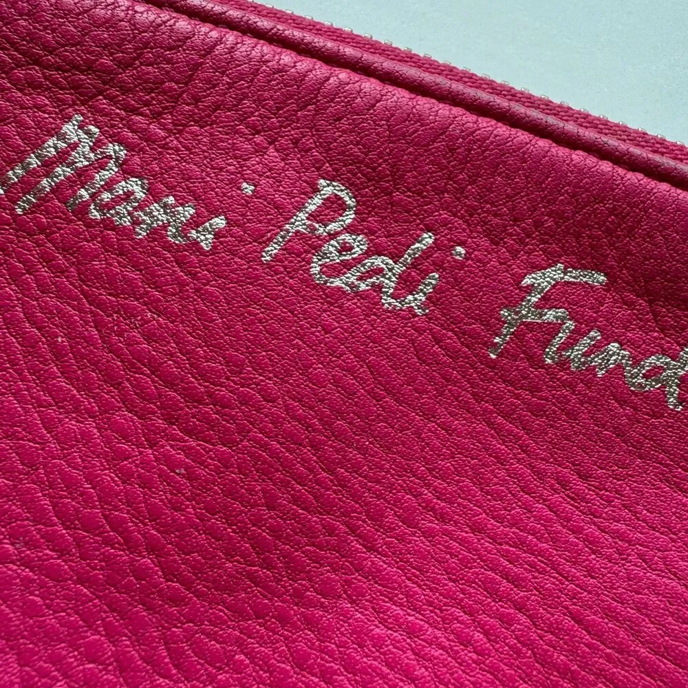 Rebecca Minkoff Mani Pedi Fund Hot Pink Pebbled Leather Zip Wallet Coin Pouch